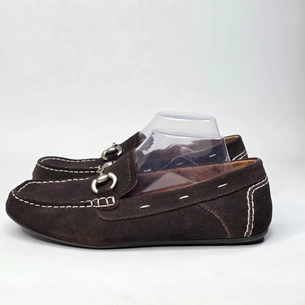 Nunn Bush Men's Loafers Size 8.5 M Dark Brown Suede Slip On Horsebit Dress Shoes